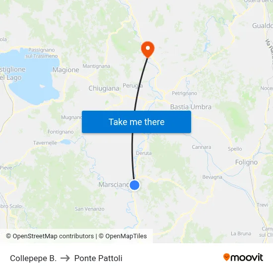 Collepepe Borgo to Pattoli Bridge map
