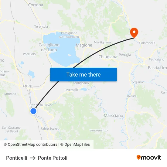 Ponticelli to Ponte Pattoli map