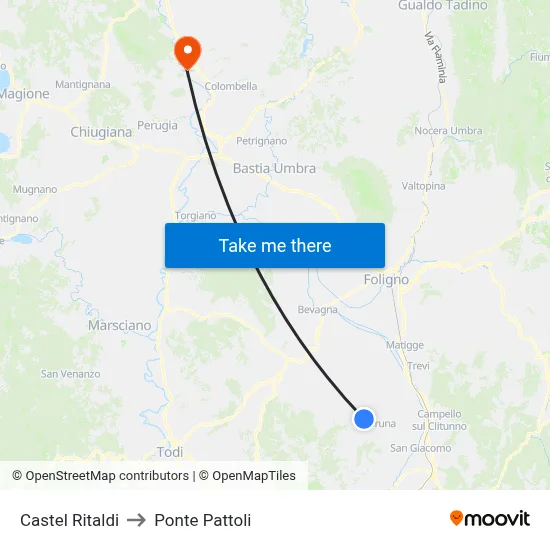 Castel Ritaldi to Ponte Pattoli map
