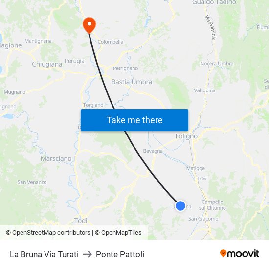 La Bruna Via Turati to Ponte Pattoli map