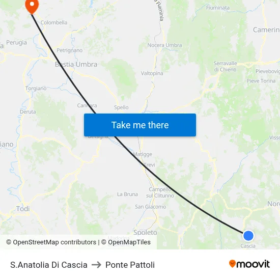S.Anatolia Di Cascia to Ponte Pattoli map