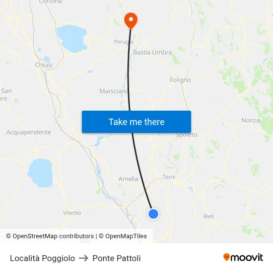 Poggiolo Locality to Pattoli Bridge map