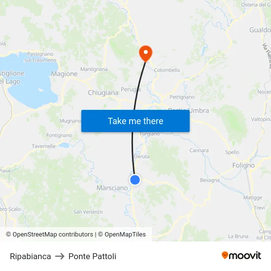 Ripabianca to Ponte Pattoli map