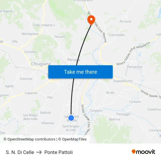 S. N. Di Celle to Ponte Pattoli map