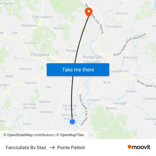 Fanciullata Bv.Staz. to Ponte Pattoli map