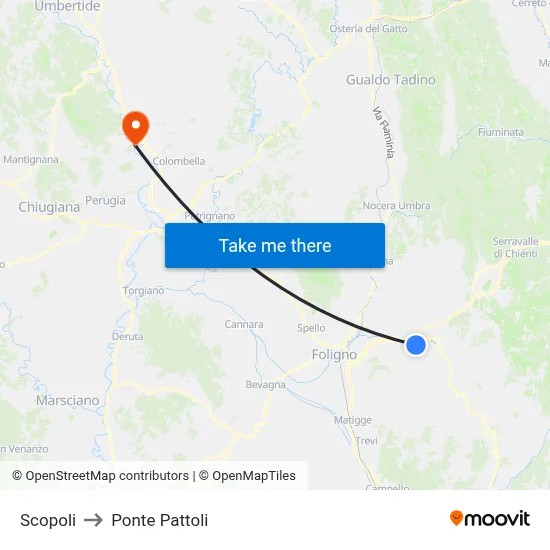 Scopoli to Ponte Pattoli map