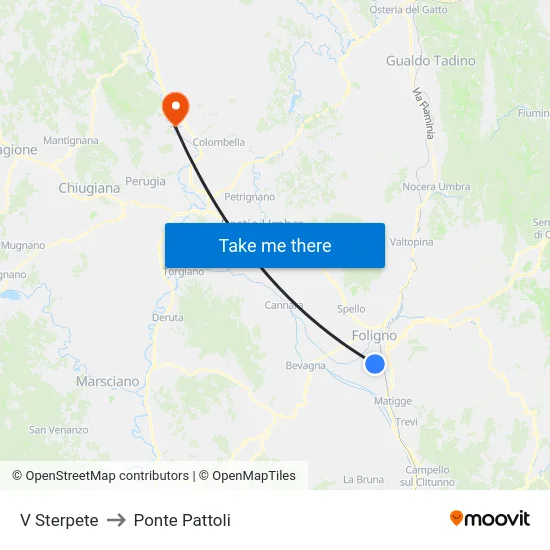 V Sterpete to Ponte Pattoli map