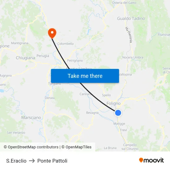 Sant'Eraclio to Pattoli Bridge map