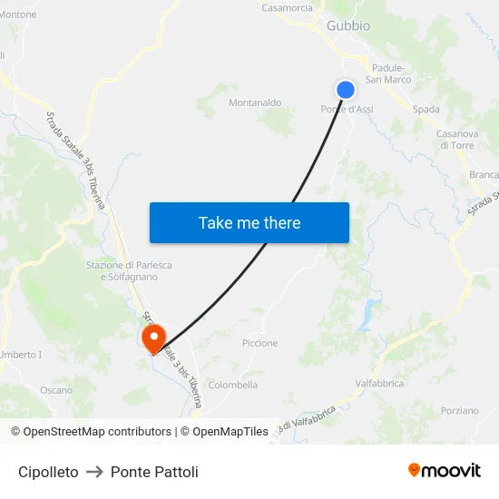 Cipolleto to Ponte Pattoli map