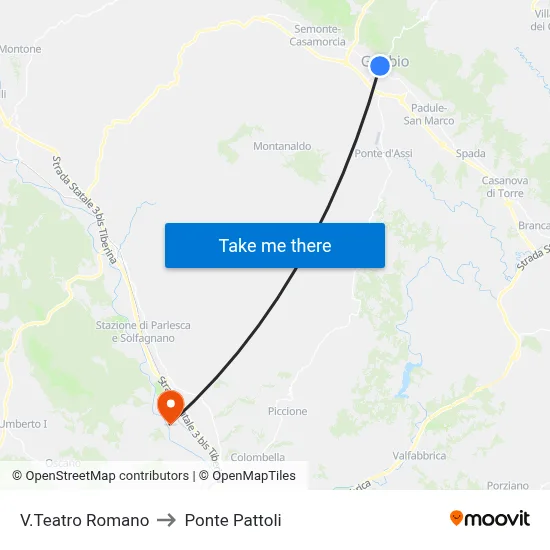 Via Teatro Romano to Pattoli Bridge map