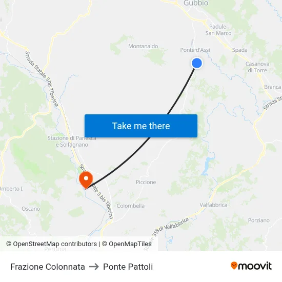 Colonnata District to Pattoli Bridge map