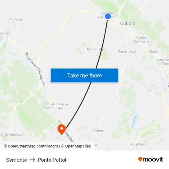 Semonte to Pattoli Bridge map