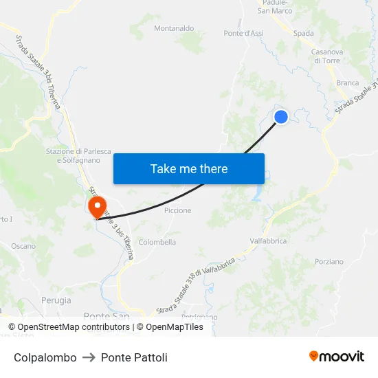 Colpalombo to Pattoli Bridge map