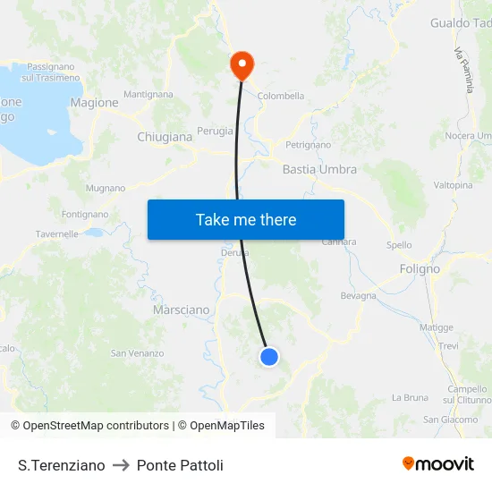 S.Terenziano to Ponte Pattoli map
