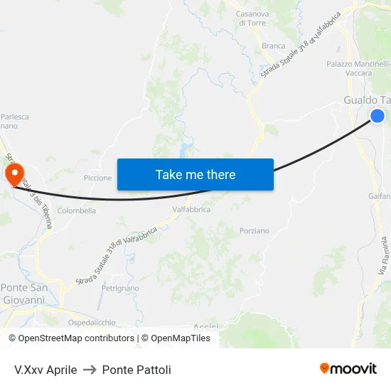 V.Xxv Aprile to Ponte Pattoli map