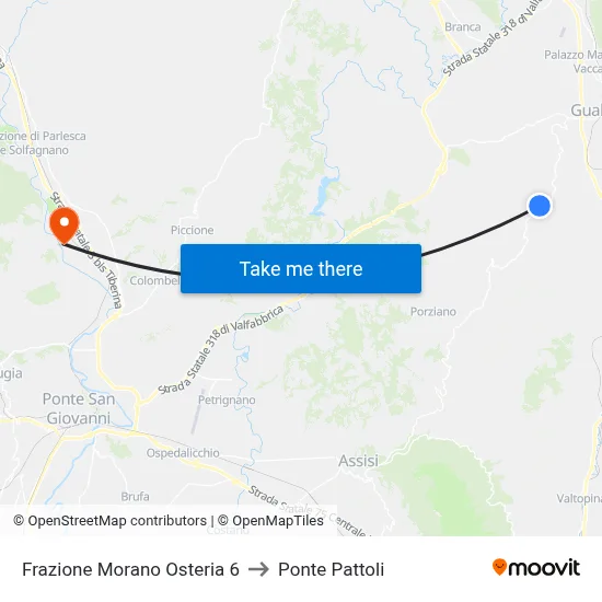 Morano Osteria District 6 to Pattoli Bridge map
