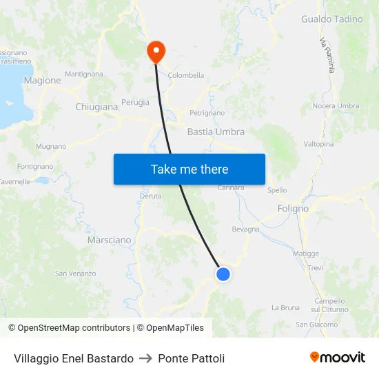 Villaggio Enel Bastardo to Ponte Pattoli map