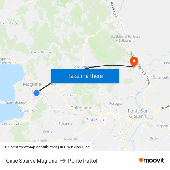 Case Sparse Magione to Ponte Pattoli map