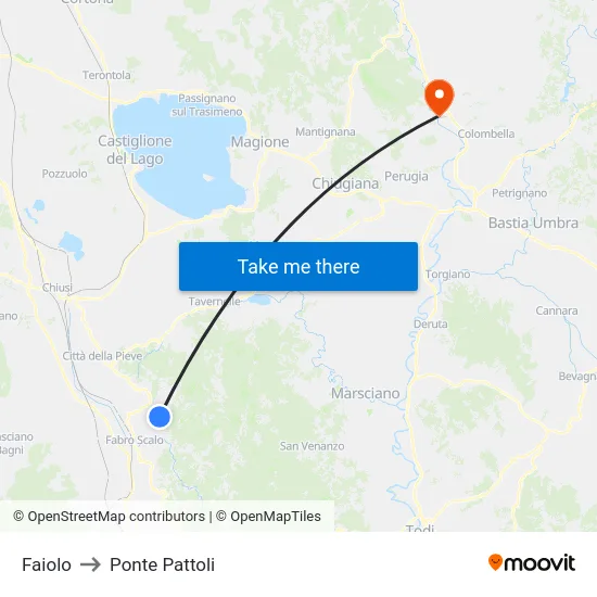 Faiolo to Ponte Pattoli map
