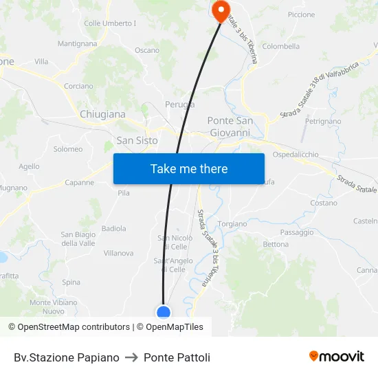 Bv.Stazione Papiano to Ponte Pattoli map