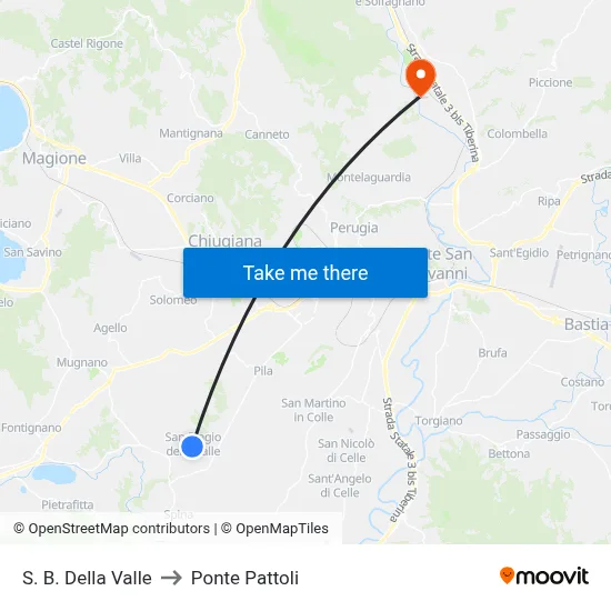 St. B. Della Valle to Pattoli Bridge map