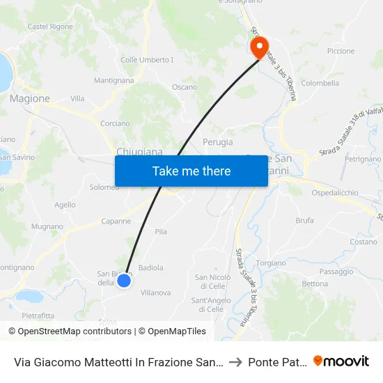 Via Giacomo Matteotti in San Biagio District to Pattoli Bridge map
