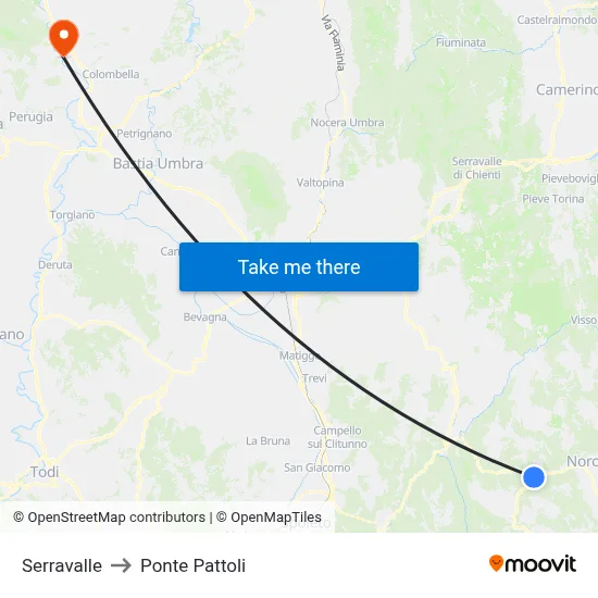 Serravalle to Pattoli Bridge map