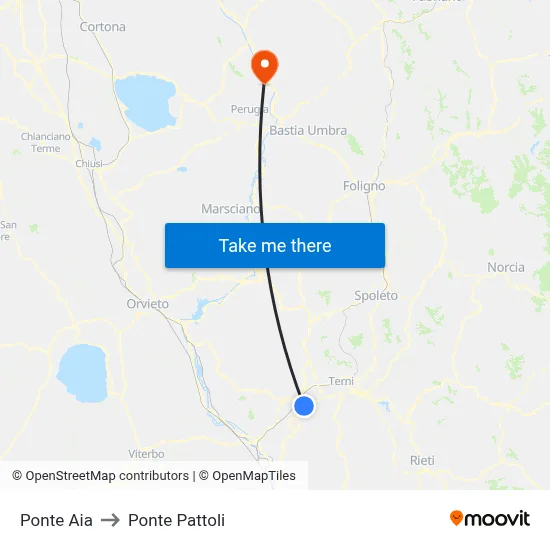 Ponte Aia to Pattoli Bridge map