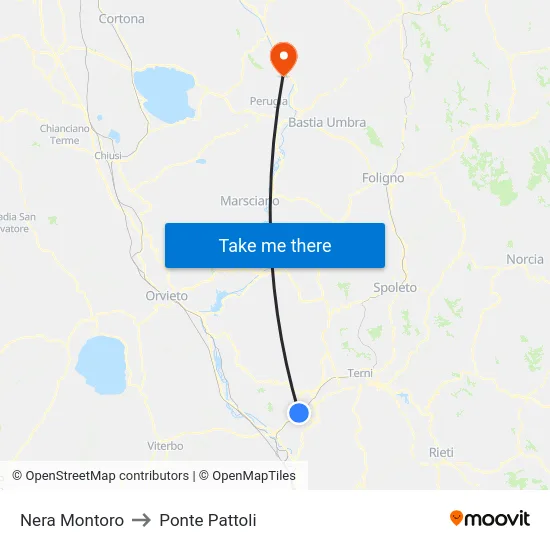 Nera Montoro to Ponte Pattoli map