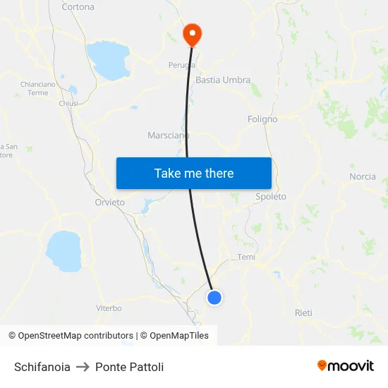 Schifanoia to Pattoli Bridge map