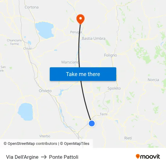 Via Dell'Argine to Ponte Pattoli map