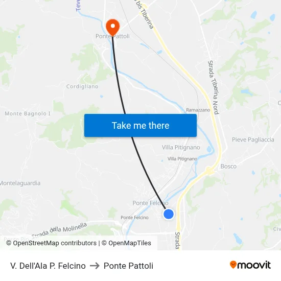 Ala Street - Ponte Felcino to Pattoli Bridge map