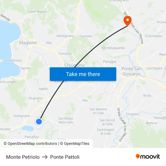 Monte Petriolo to Pattoli Bridge map