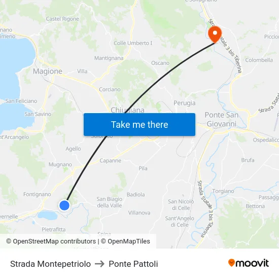 Strada Montepetriolo to Ponte Pattoli map
