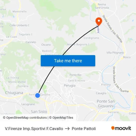 Via Firenze Sports Complex F.Cavallo to Pattoli Bridge map