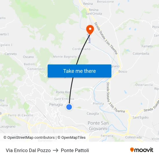Enrico Dal Pozzo Street to Pattoli Bridge map