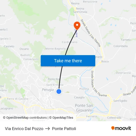 Enrico Dal Pozzo Street to Pattoli Bridge map