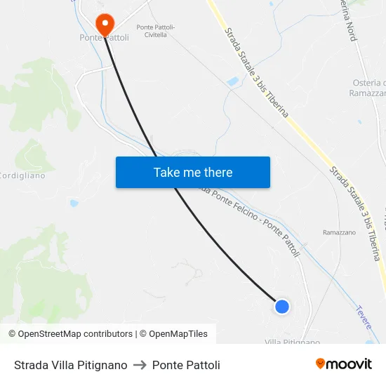 Strada Villa Pitignano to Ponte Pattoli map