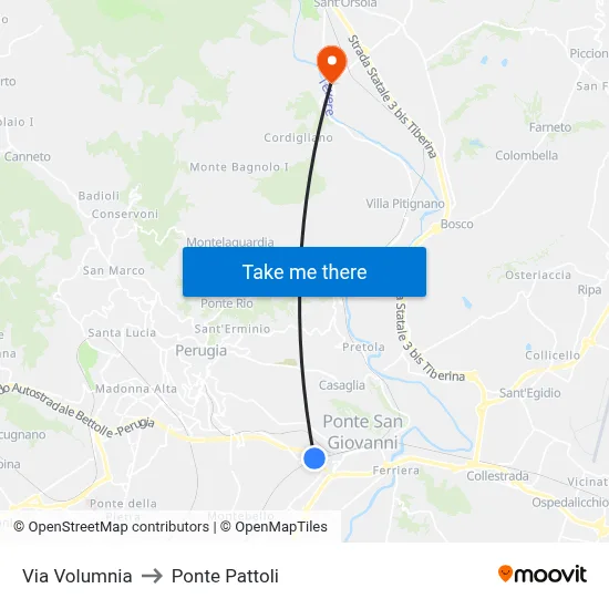 Volumnia Street to Pattoli Bridge map