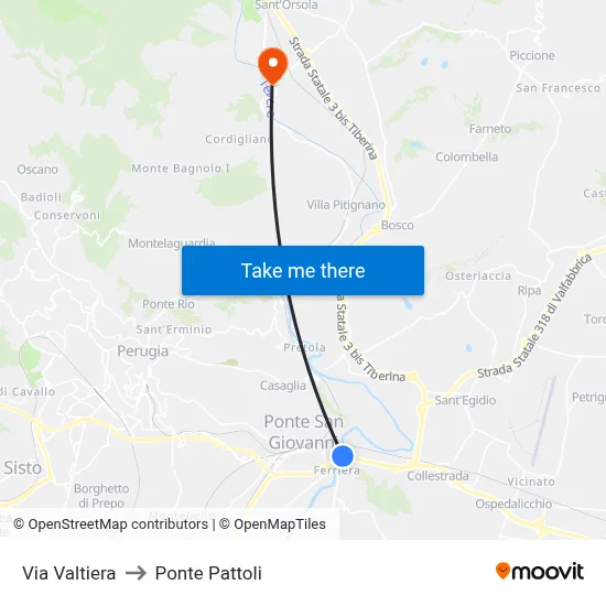 Valtiera Street to Pattoli Bridge map