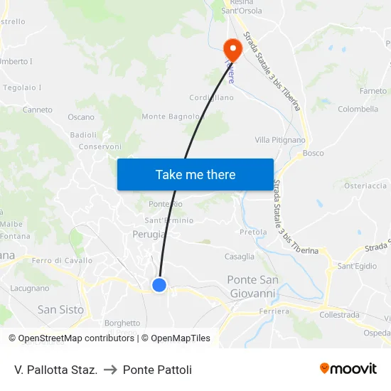 Via Pallotta Station to Pattoli Bridge map
