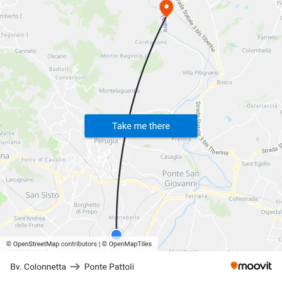 Colonnetta Junction to Pattoli Bridge map