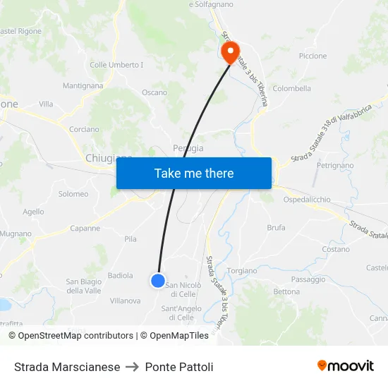 Marscianese Road to Pattoli Bridge map