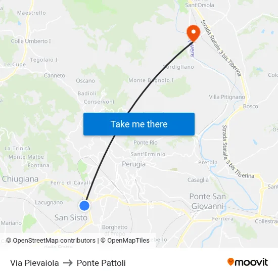 Via Pievaiola to Pattoli Bridge map