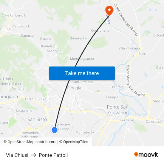 Chiusi Street to Pattoli Bridge map