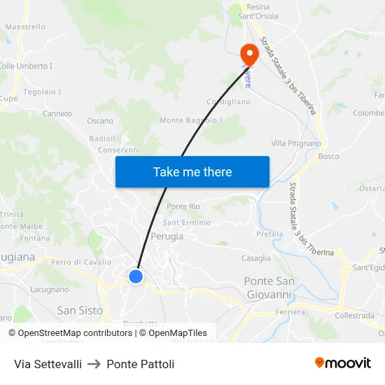 Settevalli Street to Pattoli Bridge map