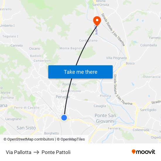 Via Pallotta to Ponte Pattoli map