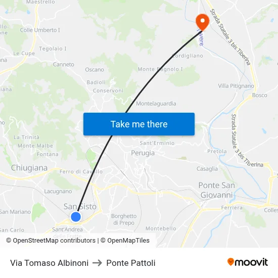 Tomaso Albinoni Street to Pattoli Bridge map