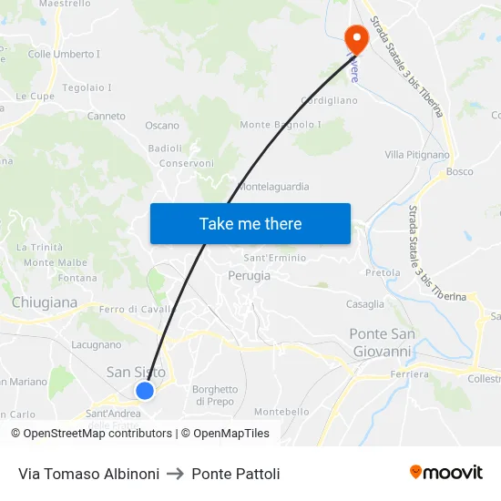 Tomaso Albinoni Street to Pattoli Bridge map
