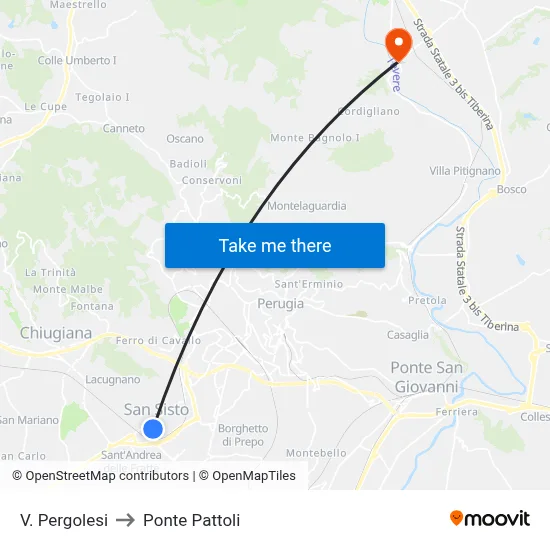 Via Pergolesi to Pattoli Bridge map